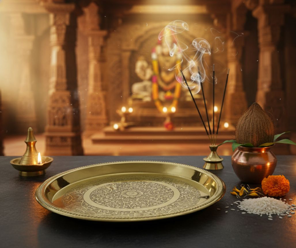 Puja Thali (Brass) – Medium