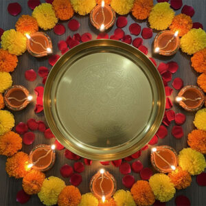 Brass Puja Thali (Large) – Traditional Engraved Design