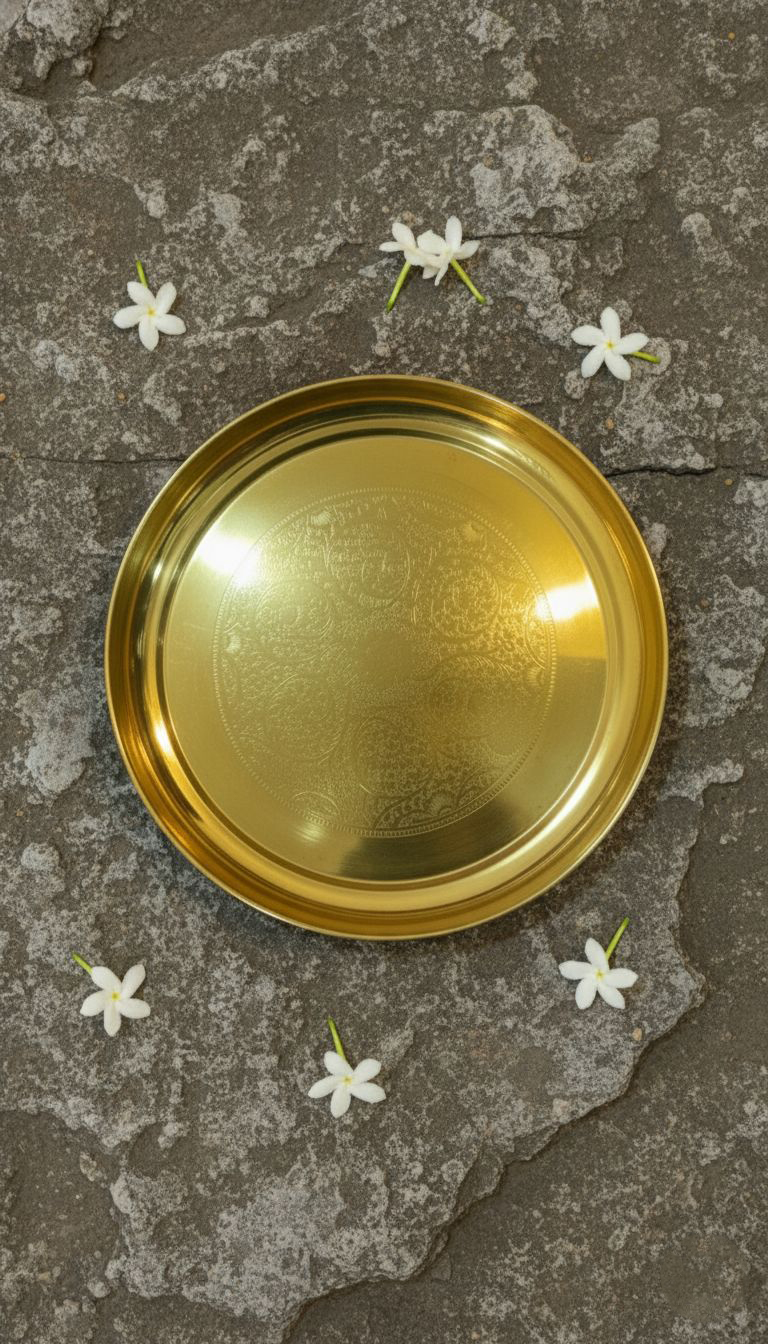 Brass Puja Thali (Large) – Traditional Engraved Design
