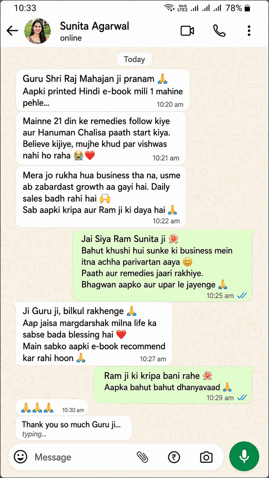 WhatsApp testimonial