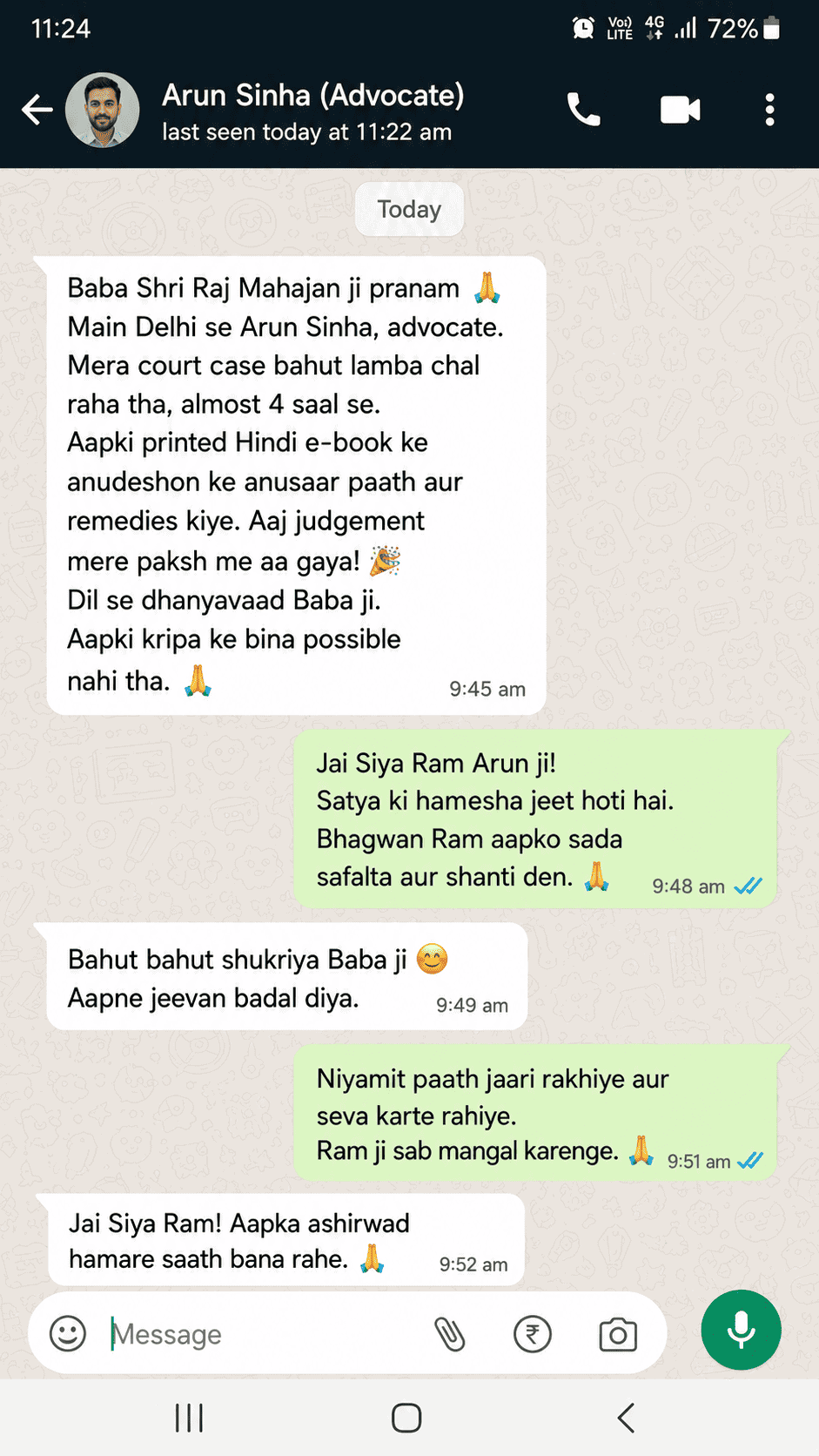 WhatsApp testimonial