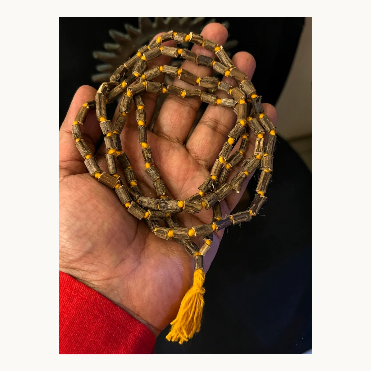 Alternate view of original Shyama Tulsi double-round kanthi mala dark brown beads